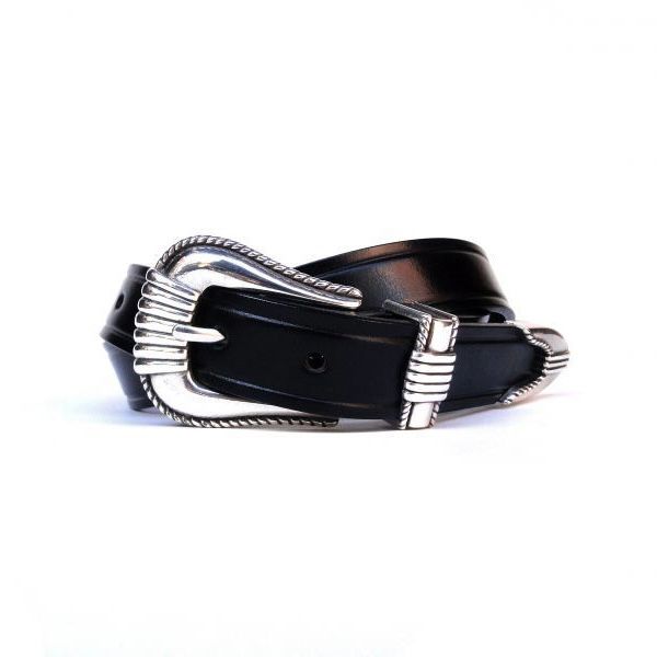 TORY LEATHER - 【残りわずか】3-Piece Silver Buckle Belts(BLACK
