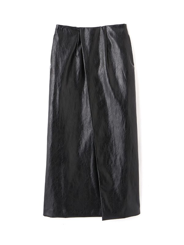 ETRE TOKYO - フェイクレザーラップスカート - BLACK | ADDICT WEB SHOP