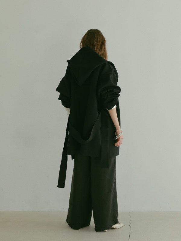 ETRE TOKYO - ダブルフェイスニットフーディーコート - BLACK | ADDICT