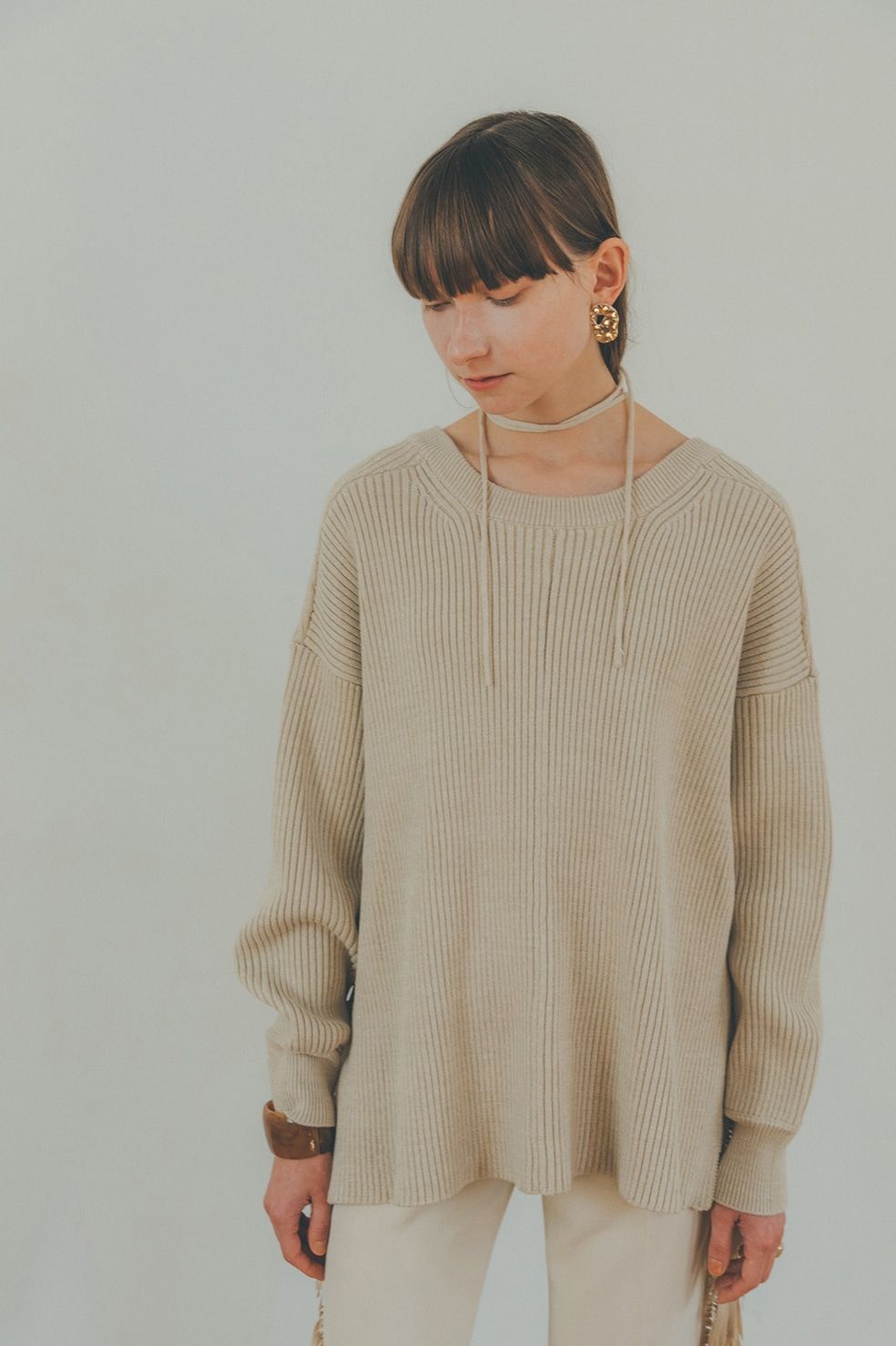 CLANE - ミックスカラーストリングワイドニットトップス - MIX COLOR