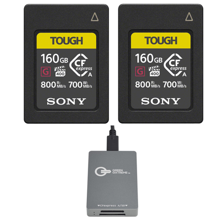 Sony TOUGH 160GB CFexpress Type-A Memory Card, 2-Pack with SD Card