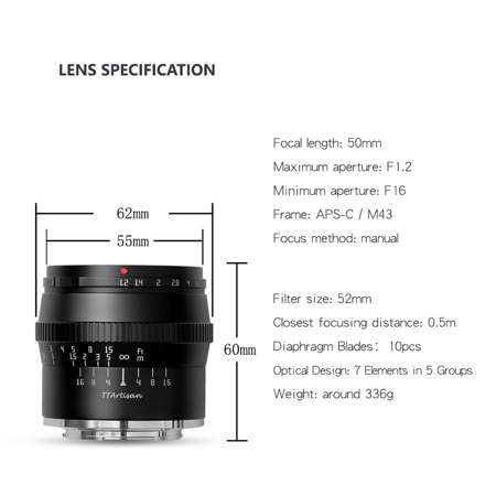 TTArtisan 50mm f/1.2 Lens for Fujifilm X A17B - Adorama