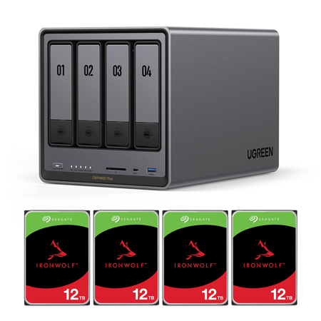 UGREEN NASync DXP4800 Plus 4-Bay NAS Enclosure with 4x IronWolf