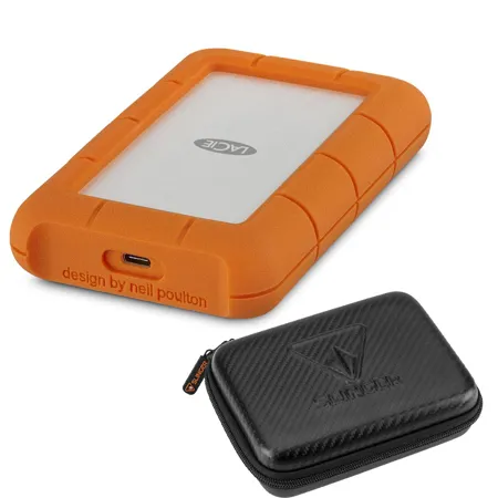 LaCie Rugged USB-C 3.0 2TB External Hard Drive with Slinger HD-1