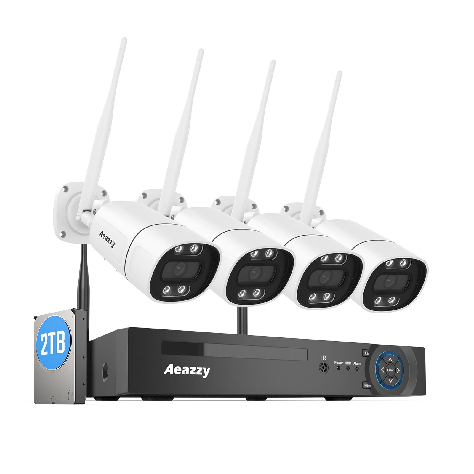 顔検出・声光威嚇・双方向音声】AEAZZY 5MP 防犯カメラセット