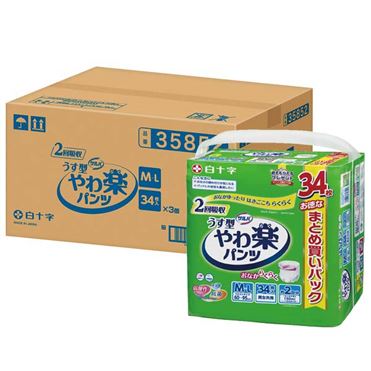 ケース販売】白十字 サルバやわ楽パンツ M-L 34枚入×3パック | イオン