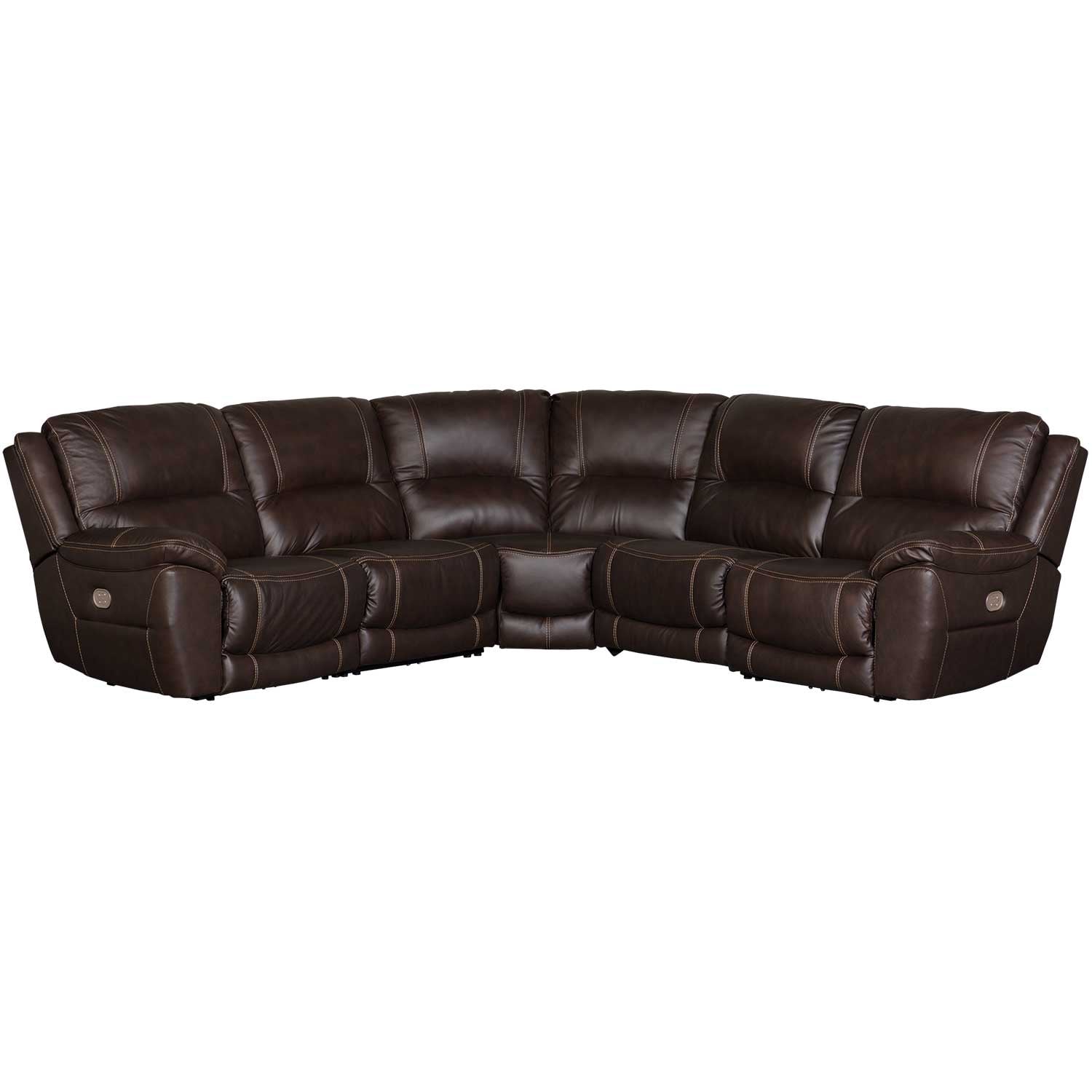 Chocolate Leather 5-Piece Power Reclining Sectiona | 0V0-716-5PC