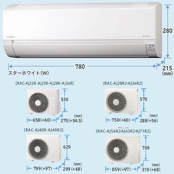 RAS-AJ22R-W 日立 ルームエアコン 白くまくん AJシリーズ 主に6畳
