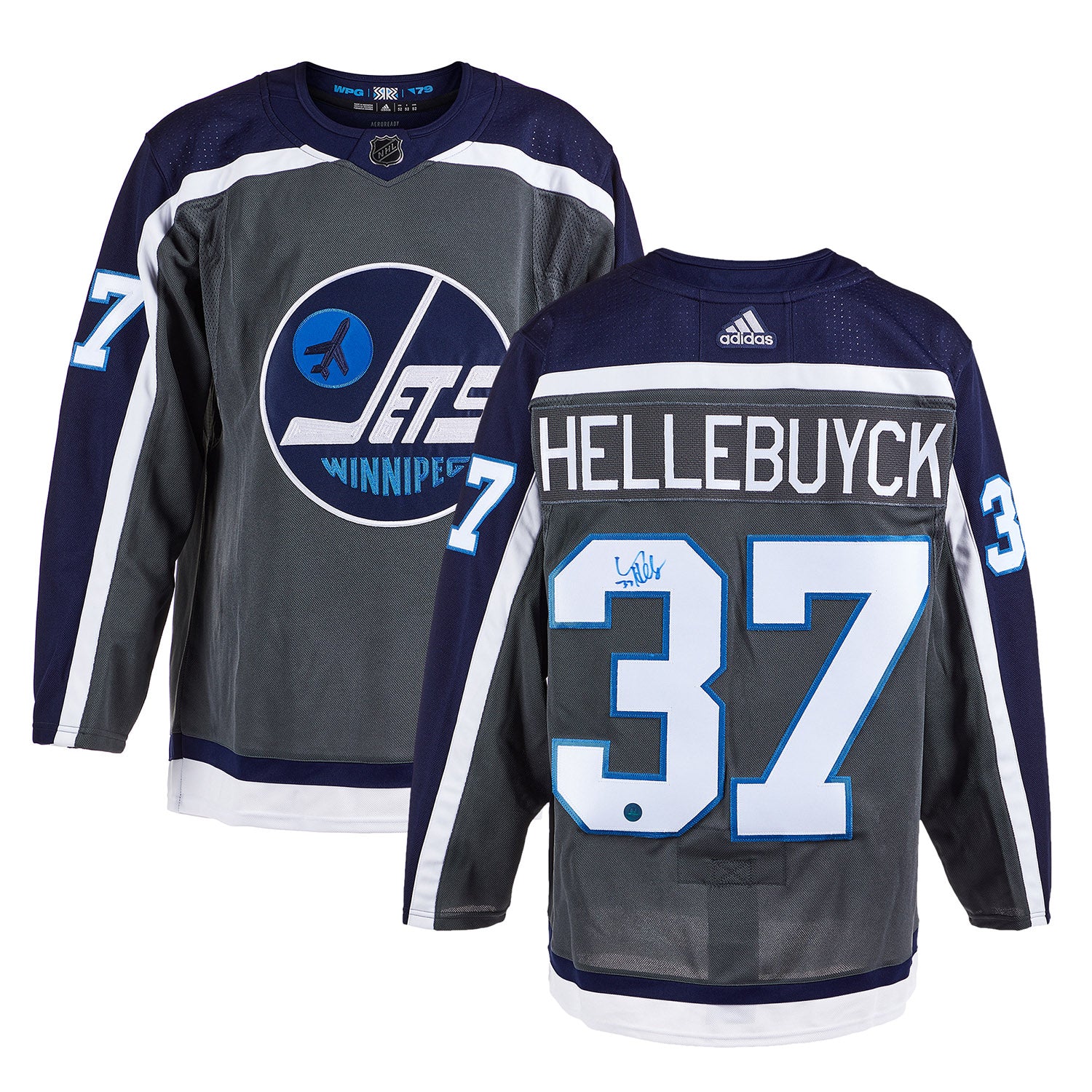 AJ Sports | Connor Hellebuyck Signed Winnipeg Jets Reverse Retro