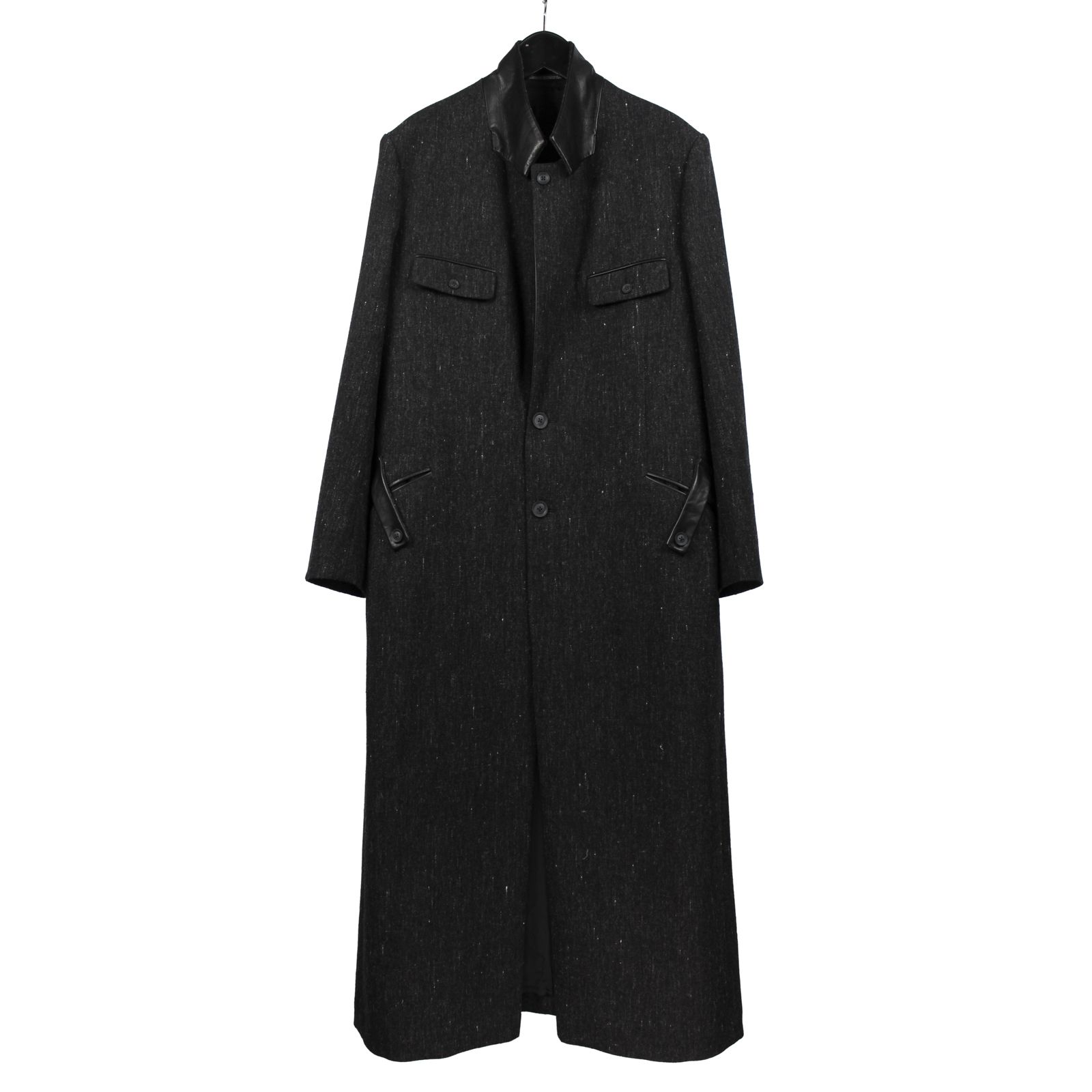 yohji yamamoto - pour homme | レザー切替・衿釦止めJ / ジャケット