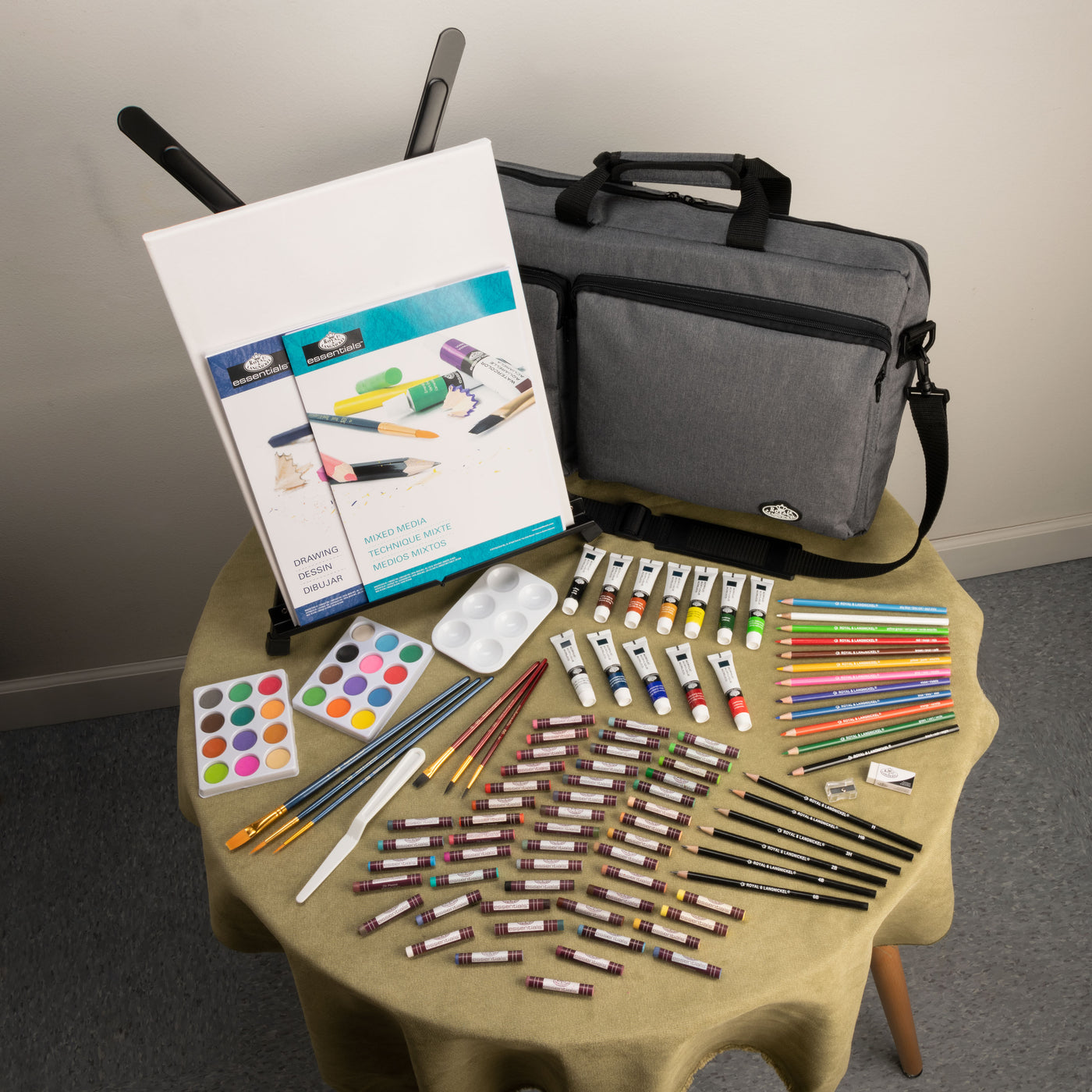 Essentials™ Mixed Media Travel Satchel Art Set with Easel, 164