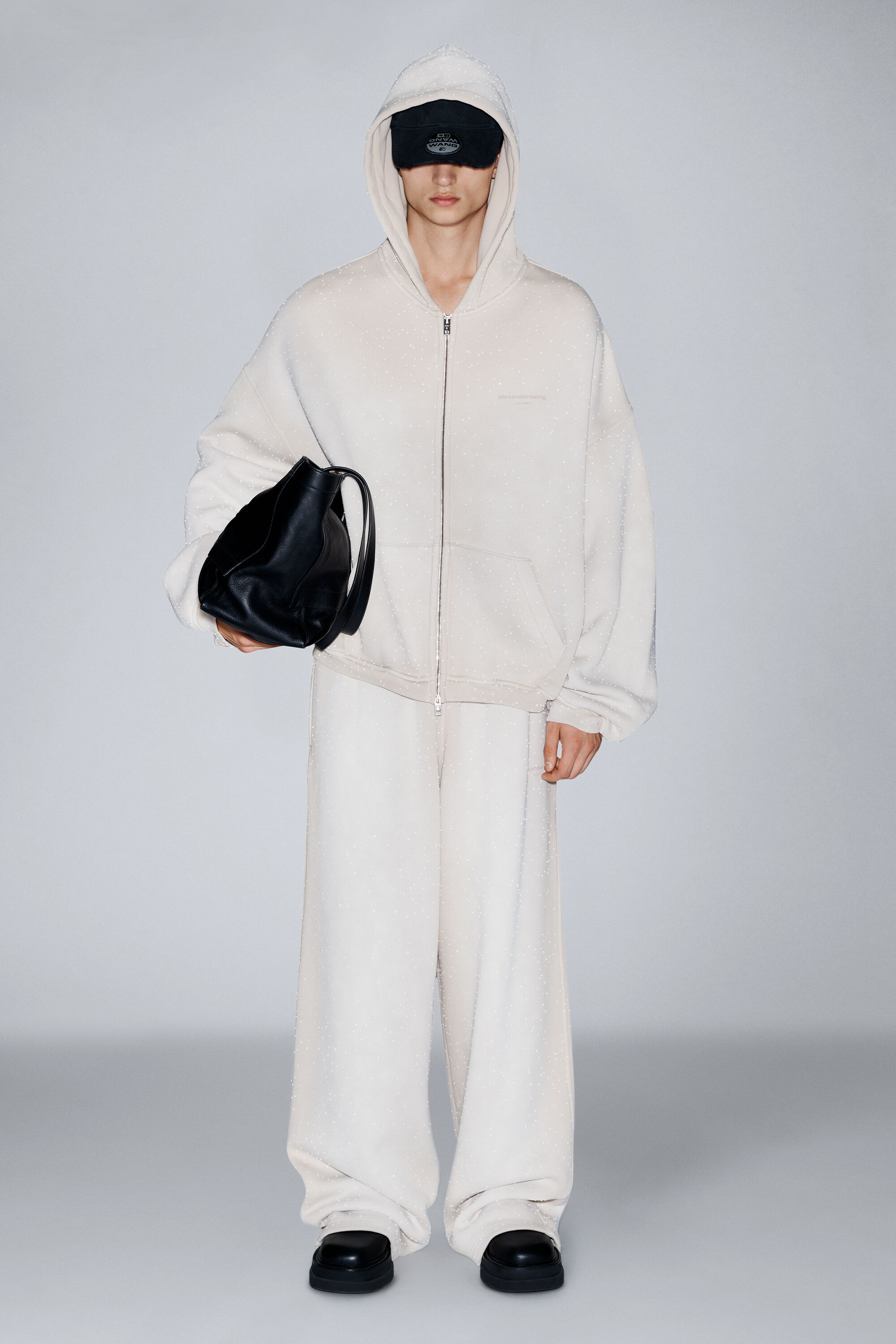 Unisex Crystal Hotifx Zip-Up Hoodie in Cotton Blend in WASHED