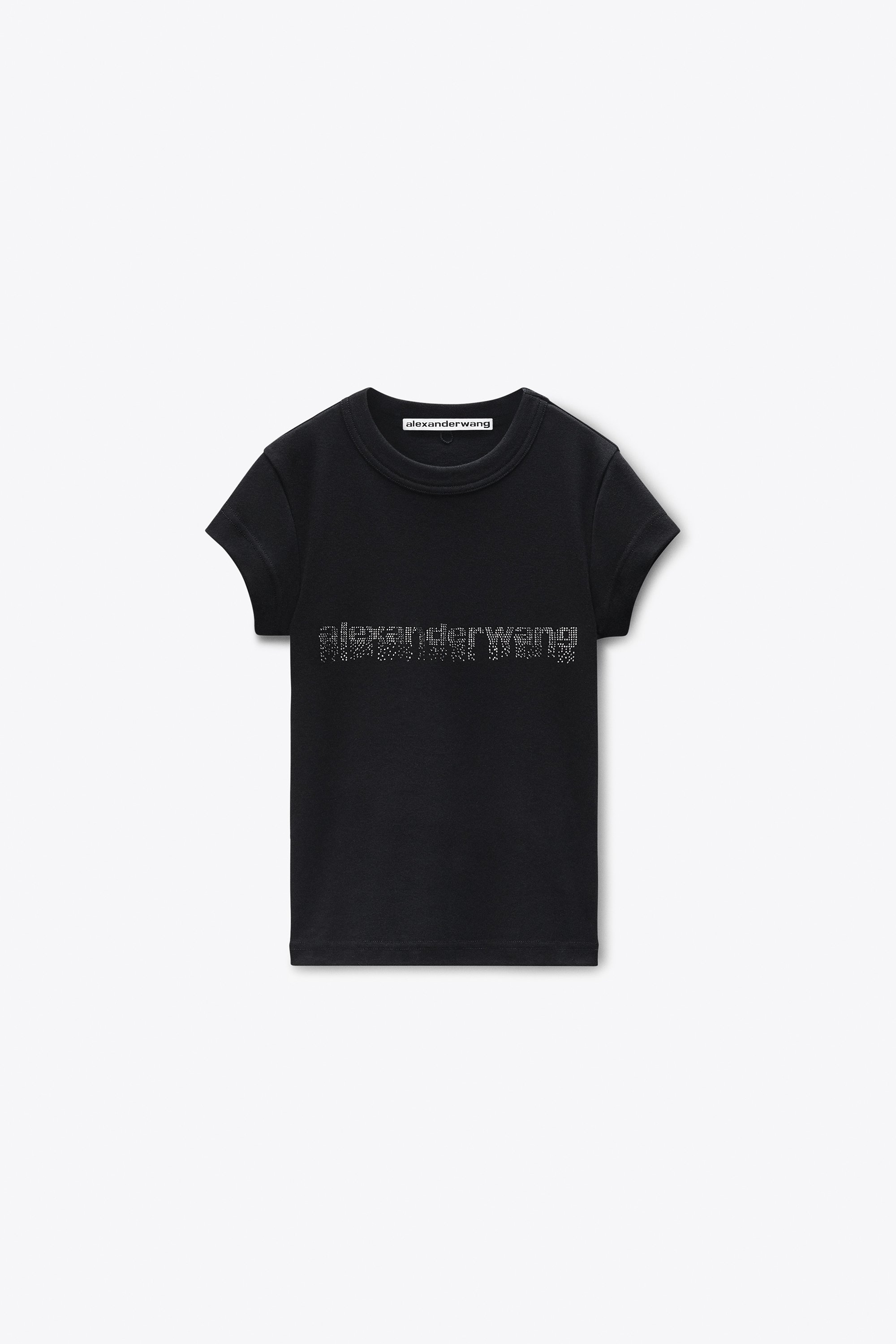 Crystal Logo Cotton Baby Tee in BLACK | alexanderwang®