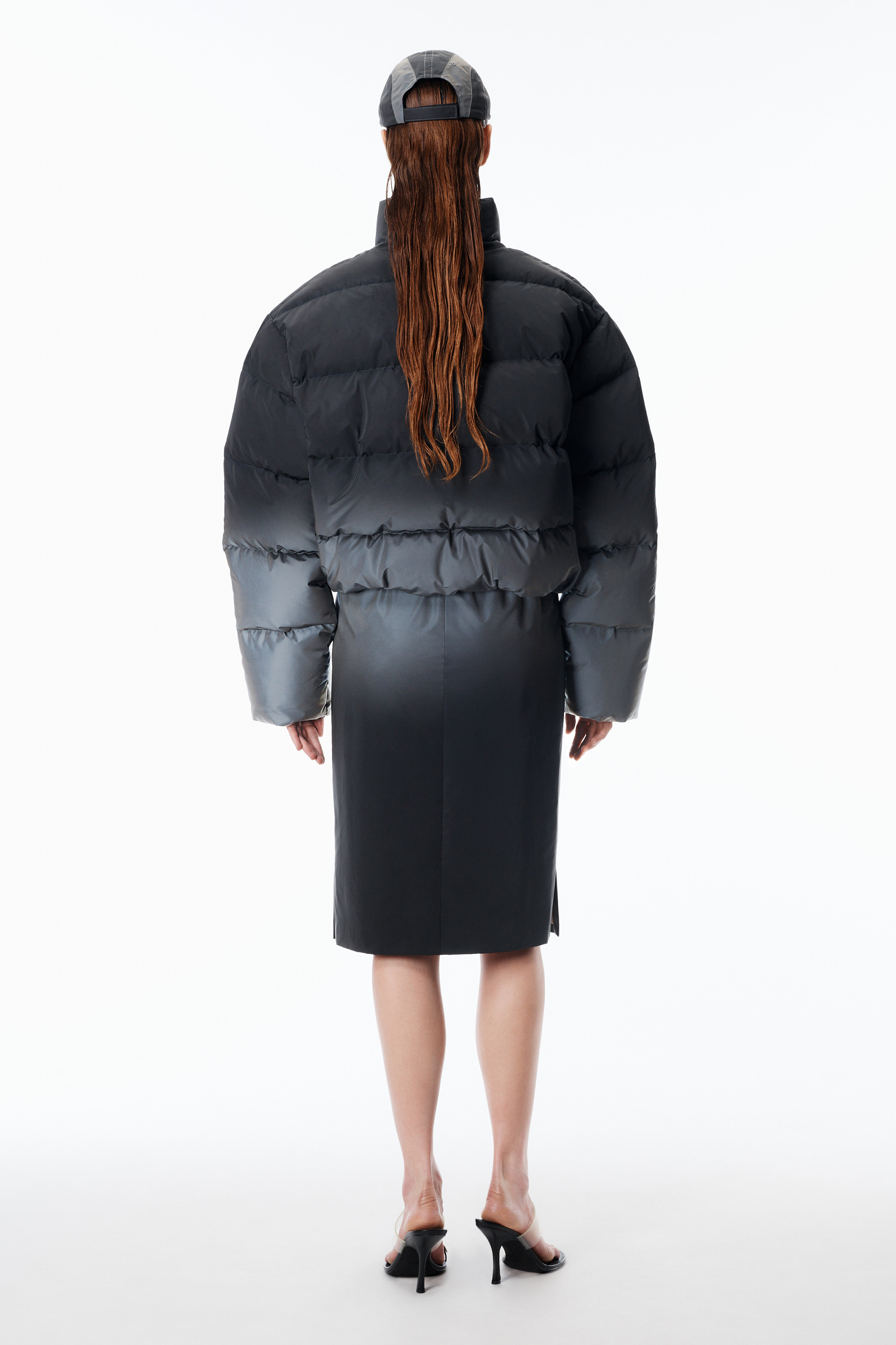 Reflective Gradient Puffer in SILVER/BLACK | alexanderwang®