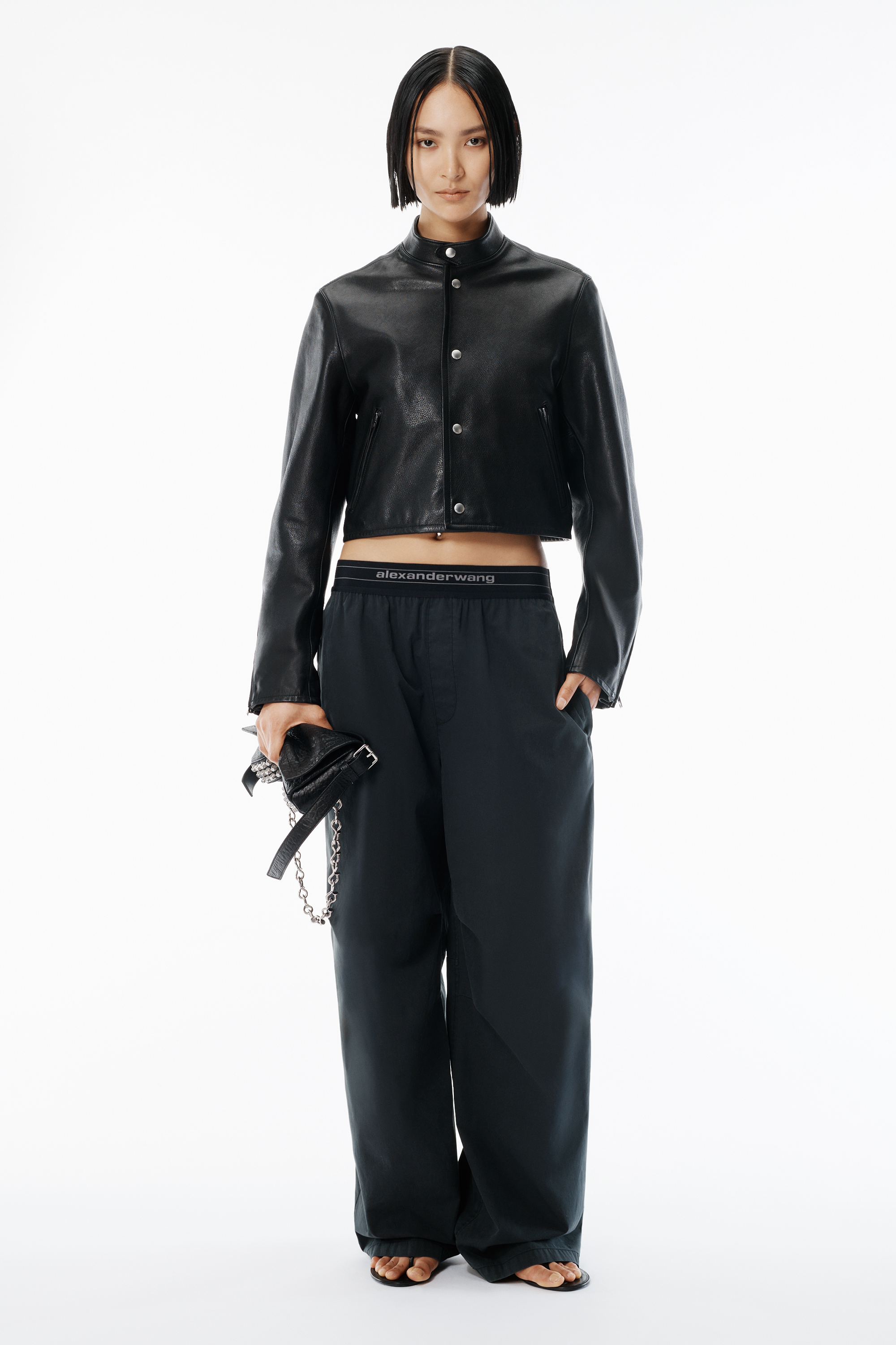 Black Chino Articulated Pant in BLACK | alexanderwang®