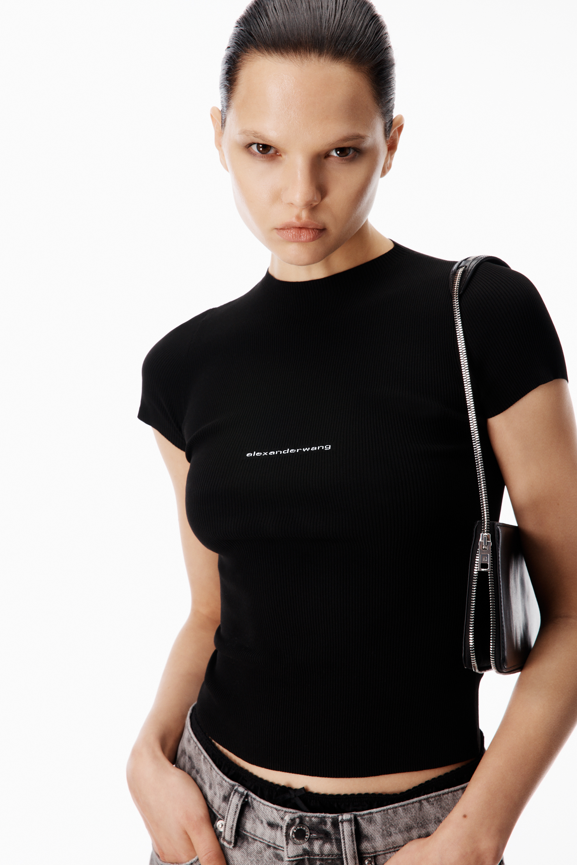 Silk Brief Zip Short in WASHED GREY | alexanderwang®