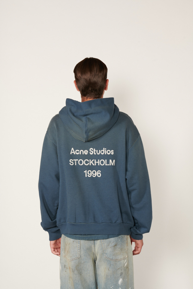 Acne Studios - Logo Hooded Sweater - Blue - allanjoseph