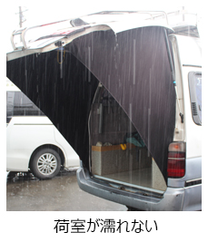 アイズ-ブロッカー|リアゲートタープ|⾬‧⽇差し‧視線をブロック|株式