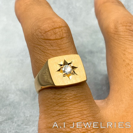 18金 ダイヤモンド 印台 リング / K18 Diamond design ring 品番kr