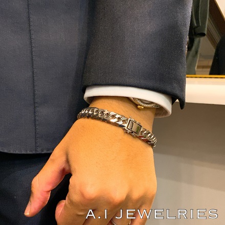 Pt850 喜平 6面カット ダブル ブレスレット 100g 21cm / Pt850 6cut