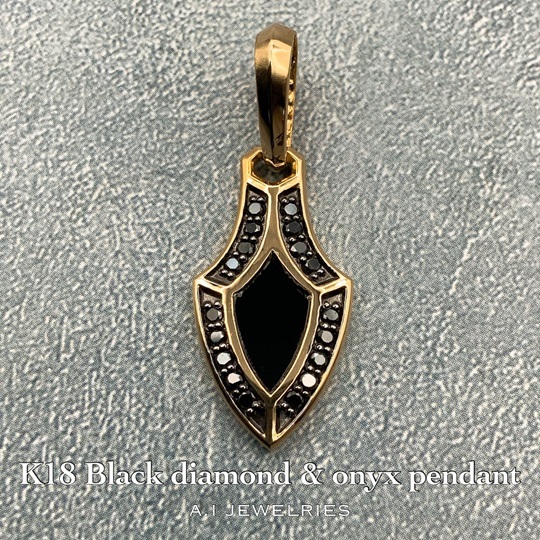 18金 ダガー ブラック ダイヤモンド & オニキス ペンダント / K18