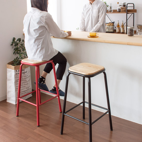 お得な2脚セット】天然木×スチール カウンタースツール TIINO