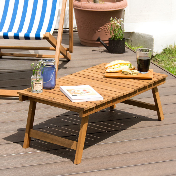 折りたたみ式 アカシアサイドテーブル デニム生地バッグ付き | 家具