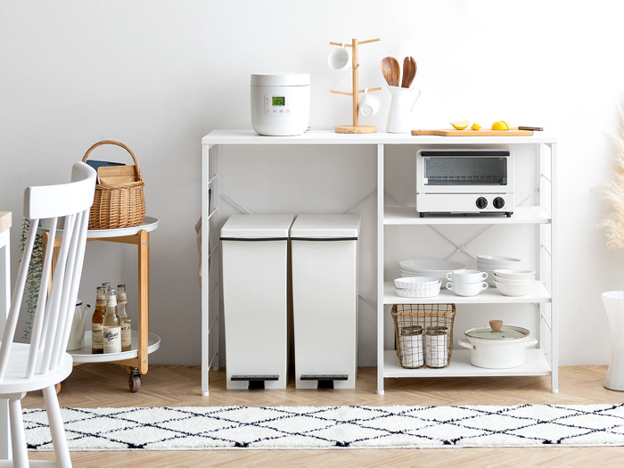 ゴミ箱収納キッチンカウンター emery(エメリー) 120cm幅 背板なし