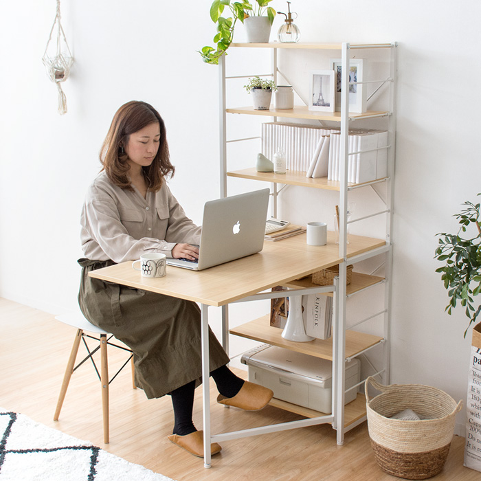 バタフライ式 収納テーブル ダイニングテーブル 作業台 レンジ台