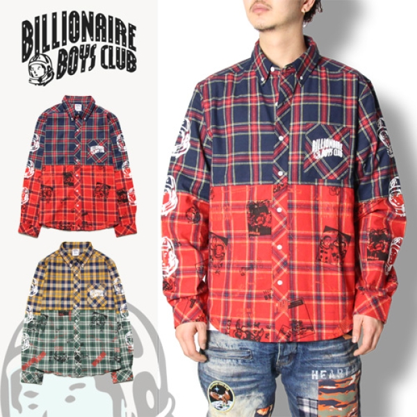 HEADLINE CUT & SEW CHECK SHIRT B18167 シャツ|BILLIONAIRE BOYS CLUB