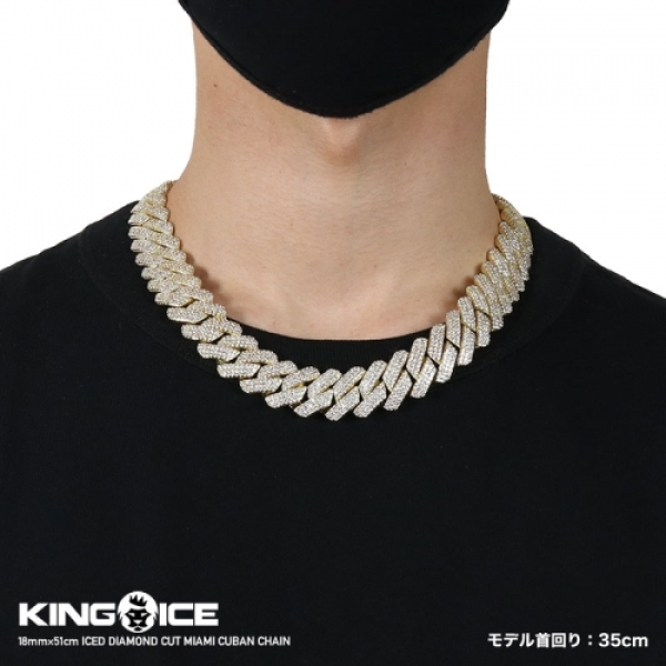 18mm ICED DIAMOND CUT MIAMI CUBAN CHAIN 20 ネックレス チェーン
