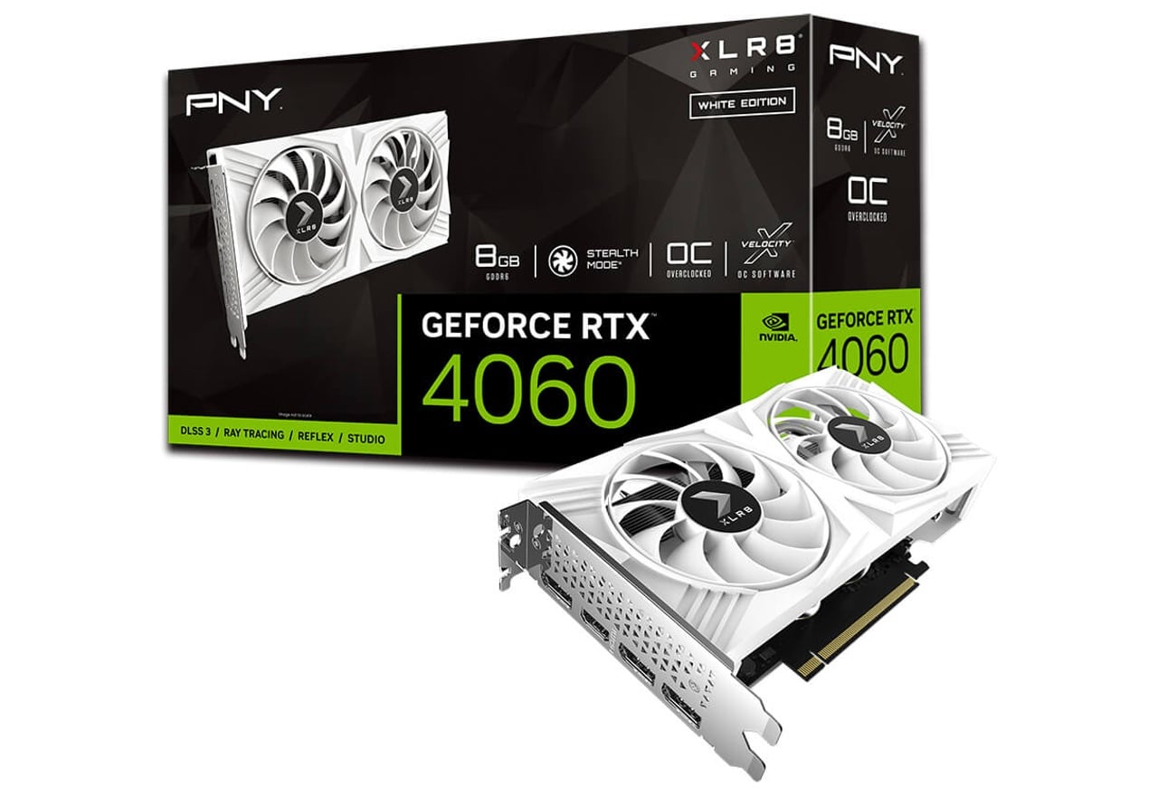 PNY GeForce RTX 4060 8GB XLR8 Gaming OC DUAL FAN White Edition