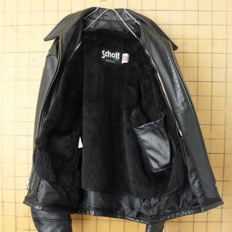USA製 Schott ショット AT101 襟付 シングル ライダースジャケット