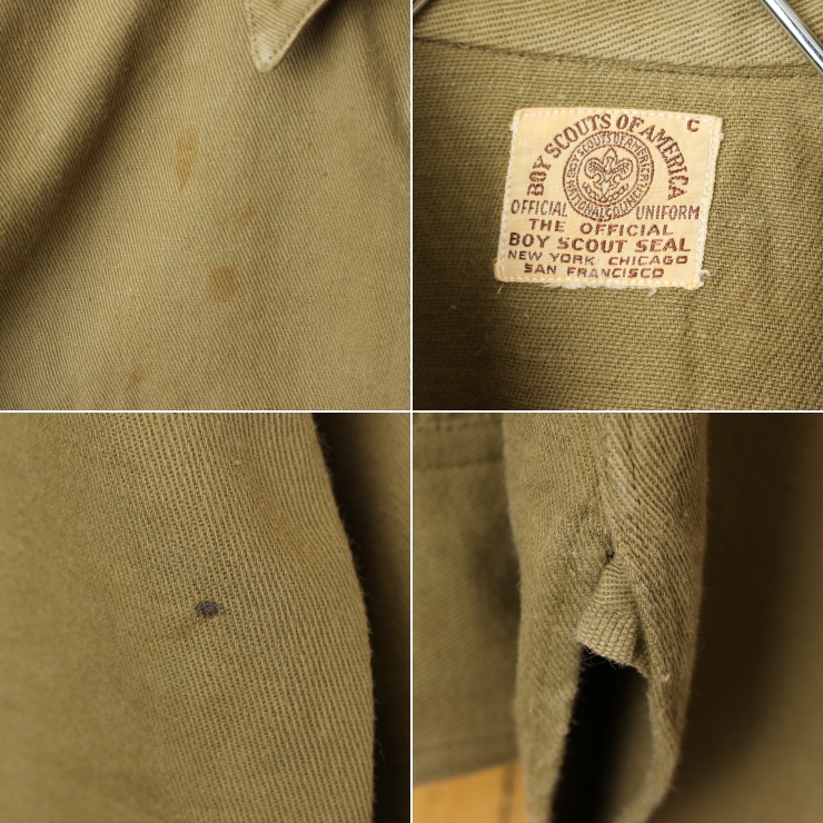 40s USA製 ボーイスカウト シャツ チェンジボタン マチ付き アウトドア