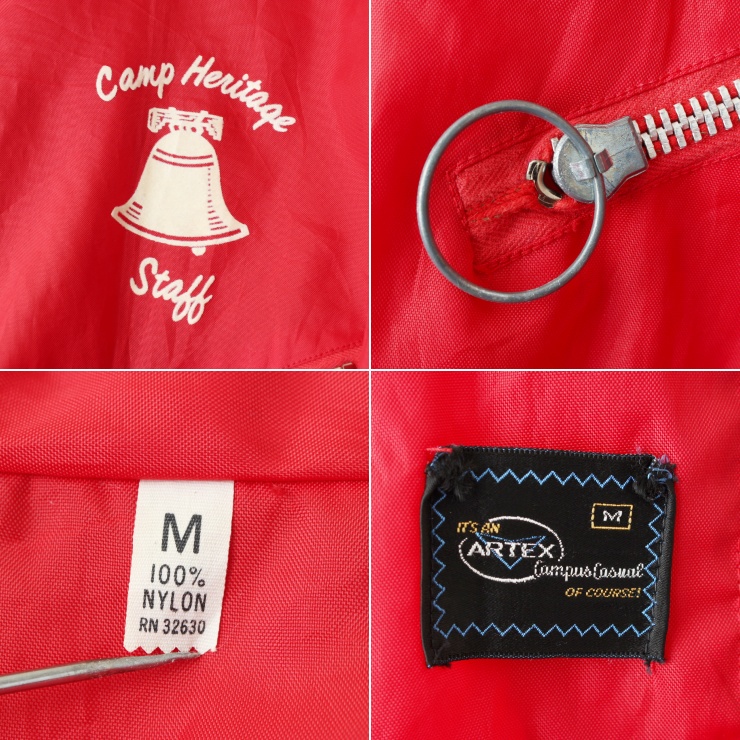 60s 70s USA製 ARTEX ナイロン ジップアップ ジャケット レッド メンズ