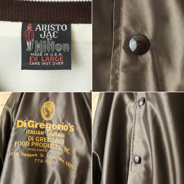 80s 90s USA製 ARISTO JAC BY Hilton ナイロン スタジャン ブラウン