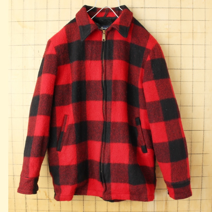70s 80s USA製 Woolrich ウールリッチ バッファローチェック ウール