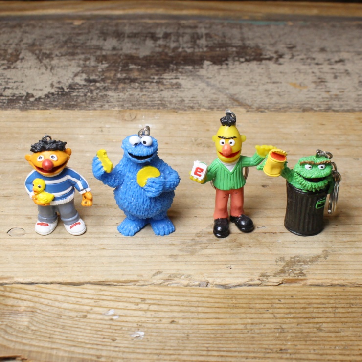 80s セサミストリート キーホルダー フィギュア 4体セット クッキー