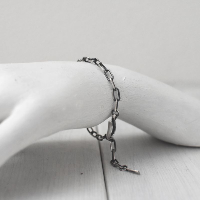 チェーン ブレスレット シルバー 925 フリーサイズ (燻し加工