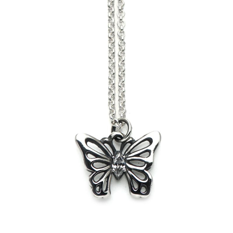 アゲハ 蝶 シルバー925 ペンダント ネックレス マーキスカットCZ