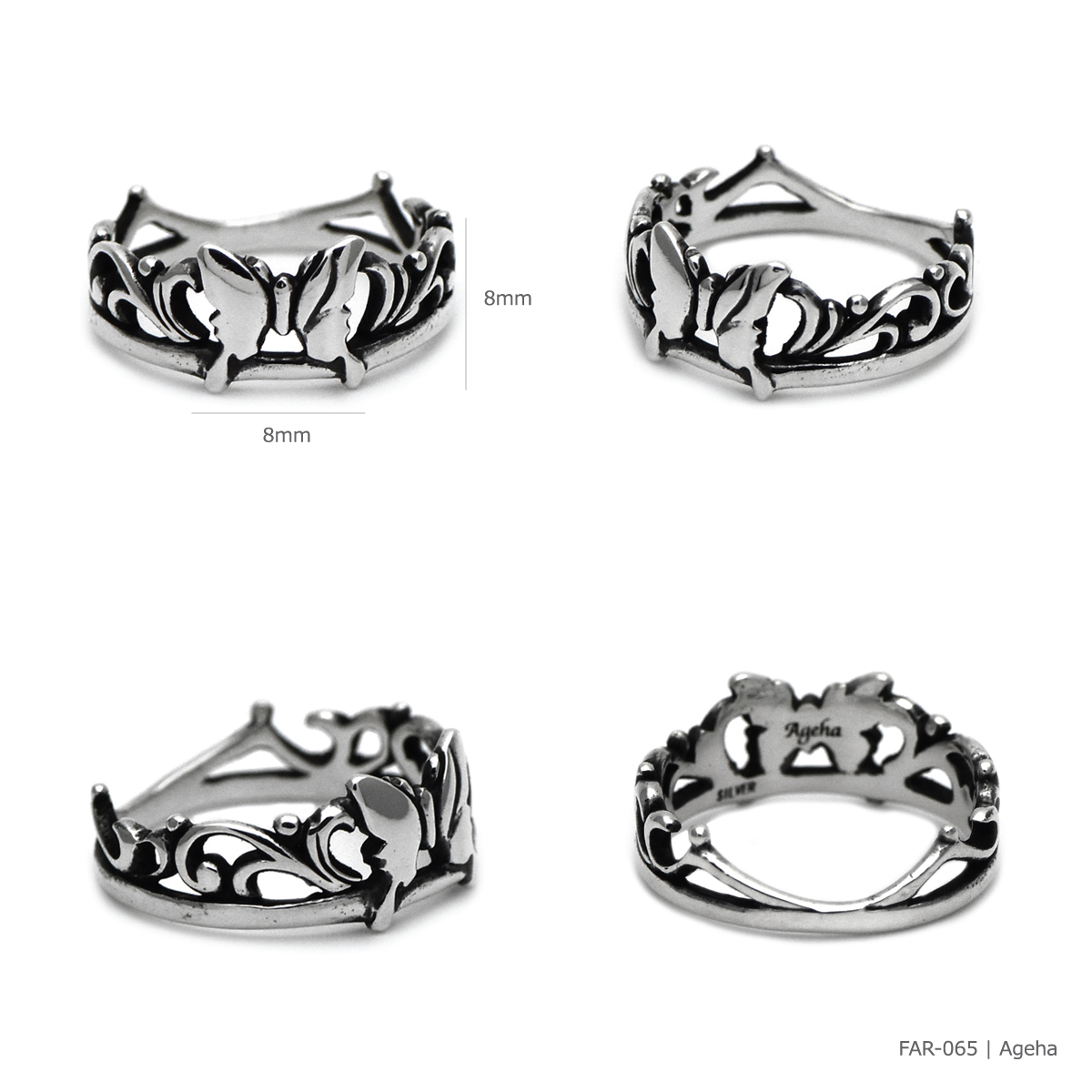 アゲハ 蝶 ティアラ デザイン シルバー925 リング 指輪 【Ageha|アゲハ