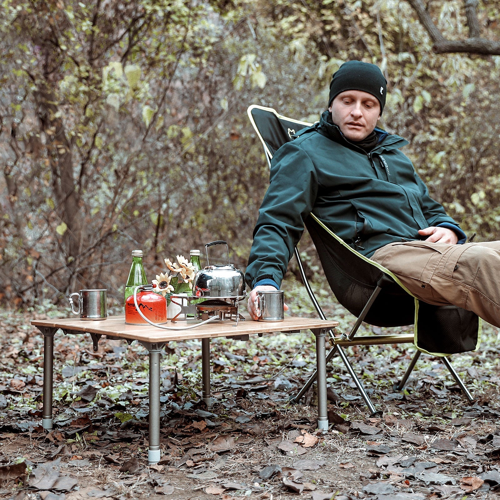 ATEPA 60×60 Foldable Bamboo Camping Table | Compact Camp Table