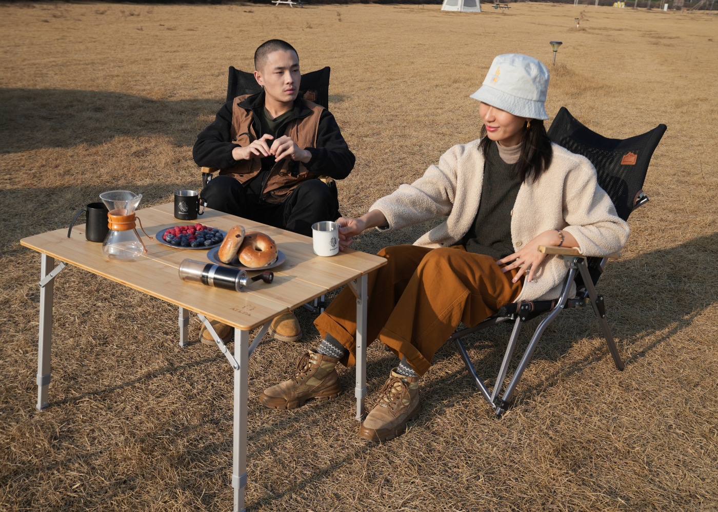 ATEPA 80×60 Foldable Bamboo Camping Table | Large Outdoor Camp Table