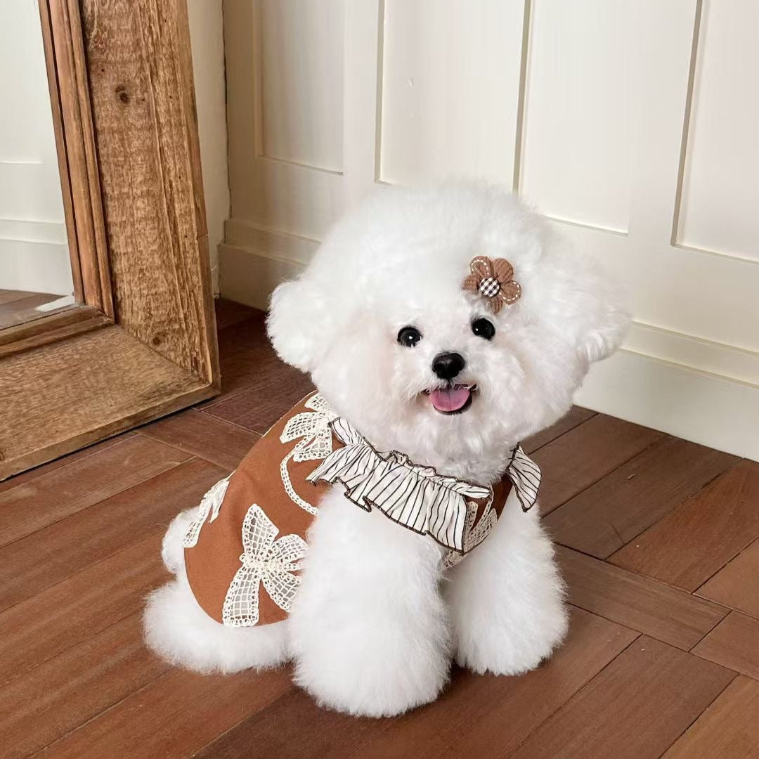 刺繍レース＆デニムフリルスリーブワンピース（初秋コレクション