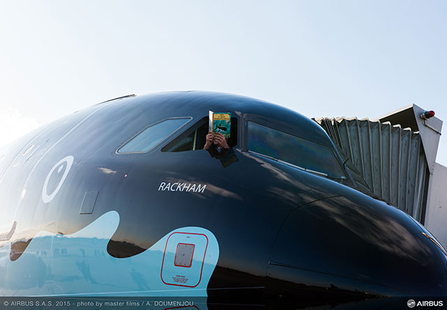 ブリュッセル航空、「タンタン」のA320 サメマリンと空へ