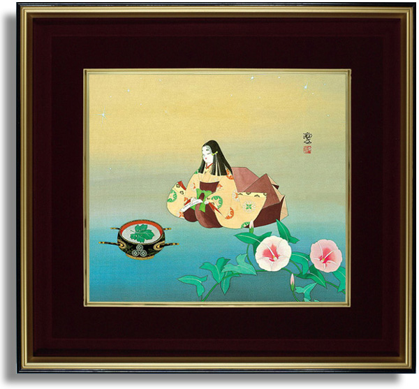 東聖観「雲居雁(くもいのかり)」 源氏物語の色紙アートプリントの額装