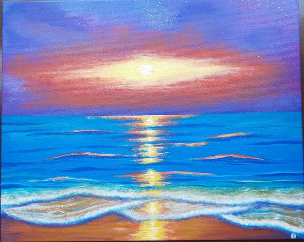 日が沈む海」 by 白薔薇｜Artmeter｜暮らしを彩るアートが、きっと見つかる