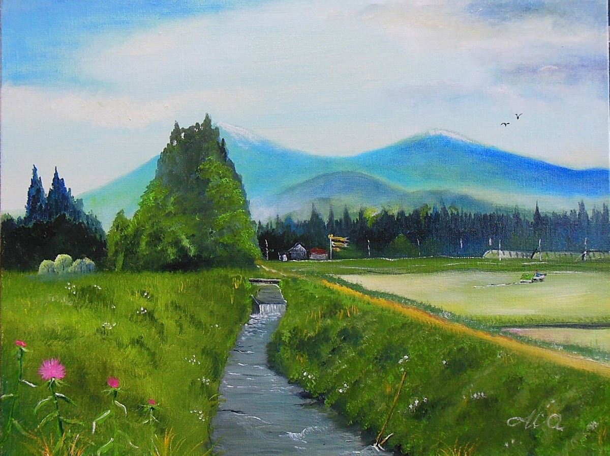 夕陽の磐梯山風景」 by 渡辺 正重｜Artmeter｜暮らしを彩るアートが