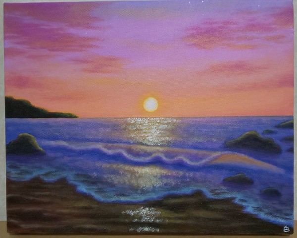 日が沈む海」 by 白薔薇｜Artmeter｜暮らしを彩るアートが、きっと見つかる