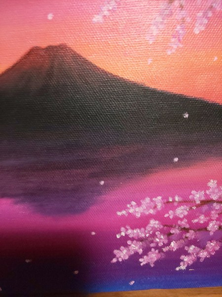 夕焼けの富士と桜」 by 白薔薇｜Artmeter｜暮らしを彩るアートが